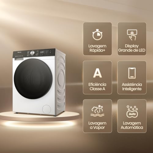Hisense Lava e Seca, 11kg Lavagem/7kg Secagem, Wi-Fi, Steam, 13 Programas, Motor Inverter, Painel Touch, Branca WD3S11-127V #1