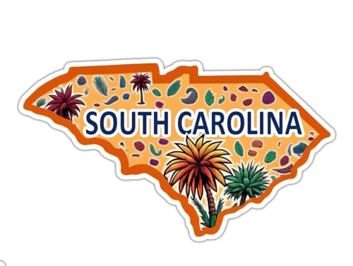 Image of South Carolina State Sticker 5 Inch Waterproof Vinyl Decal Durable USA State Graphic for Laptop Water Bottle Car Window Bumper Truck Travel Decoration