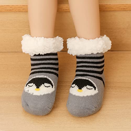 SIQITECHNO Unisex Kids Winter Christmas Fuzzy Socks Thick Cozy Thermal Grip Sherpa Lining Slipper Socks3