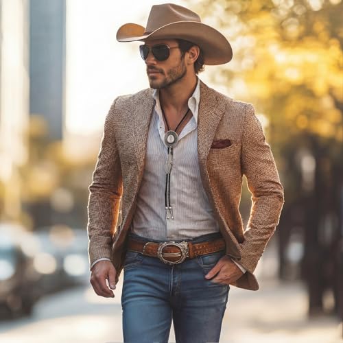 Image of 10 Pcs Bolo Tie for Men Women Western Cowboy Accessories Leather Necktie with Tiger Eye Stone Costume Accessories