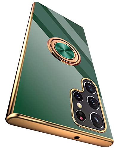 Coque Samsung S22 Ultra silicone vert avec béquille et aimant voiture