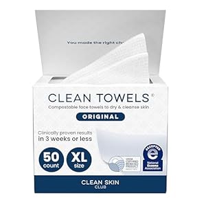 Clean Skin Club Clean Towels XL®, toalla facial 100% USDA Biobased, toalla facial desechable, aceptada por Eczema Association, toallitas secas removedoras de maquillaje, ultra suaves, 1 paquete, 50