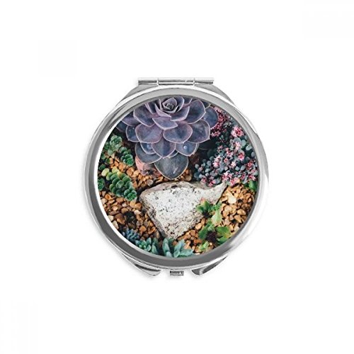 Miroir sciences fleur de pierre nature de poche rond pour retouches maquillage au bureau et voyage
