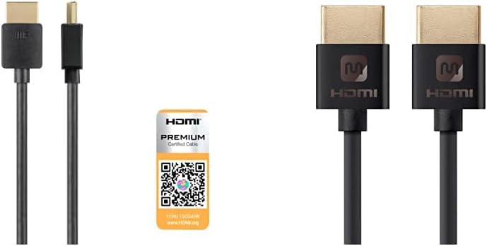 Monoprice High Speed HDMI Cable - 2 Feet - Black| Certified Premium, 4K@60Hz, HDR, 18Gbps, 36AWG, YUV, 4:4:4 - Ultra Slim Series (124183) : Everything Else