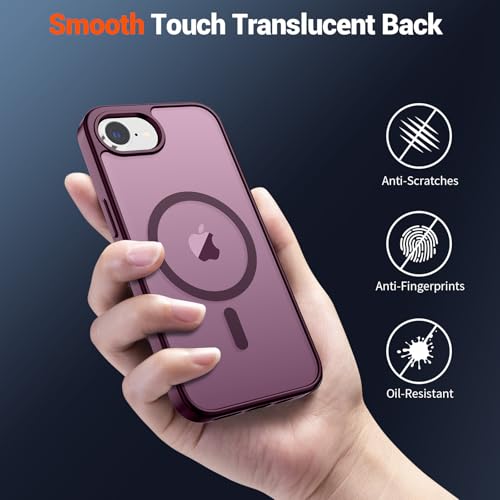 Image of SUPFINE Magnetic for iPhone 17e Case /iPhone 16e Case (Compatible with MagSafe)(Military Grade Drop Protection) Slim Translucent Matte Shockproof with Anti-Fingerprint Phone Case,Wine Red