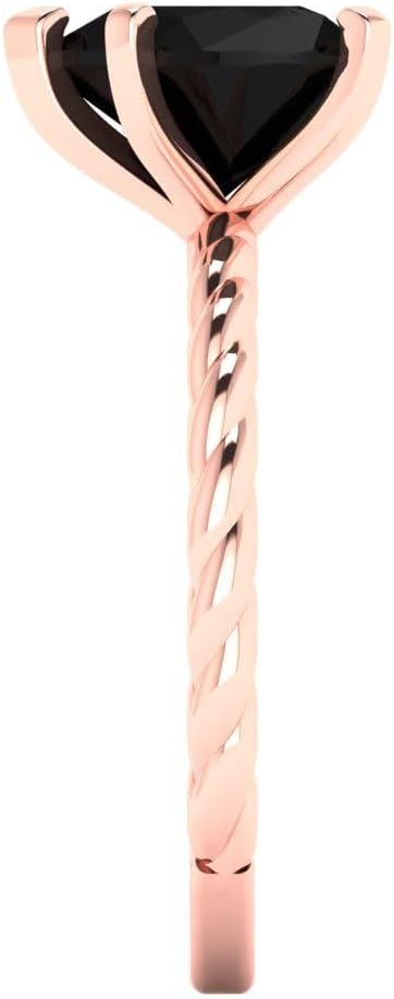 Clara Pucci Natural Onyx Heart Cut Solitaire Ring | 14K Solid Gold | 2.00 cttw | Womens Rose Gold Fashion Jewelry