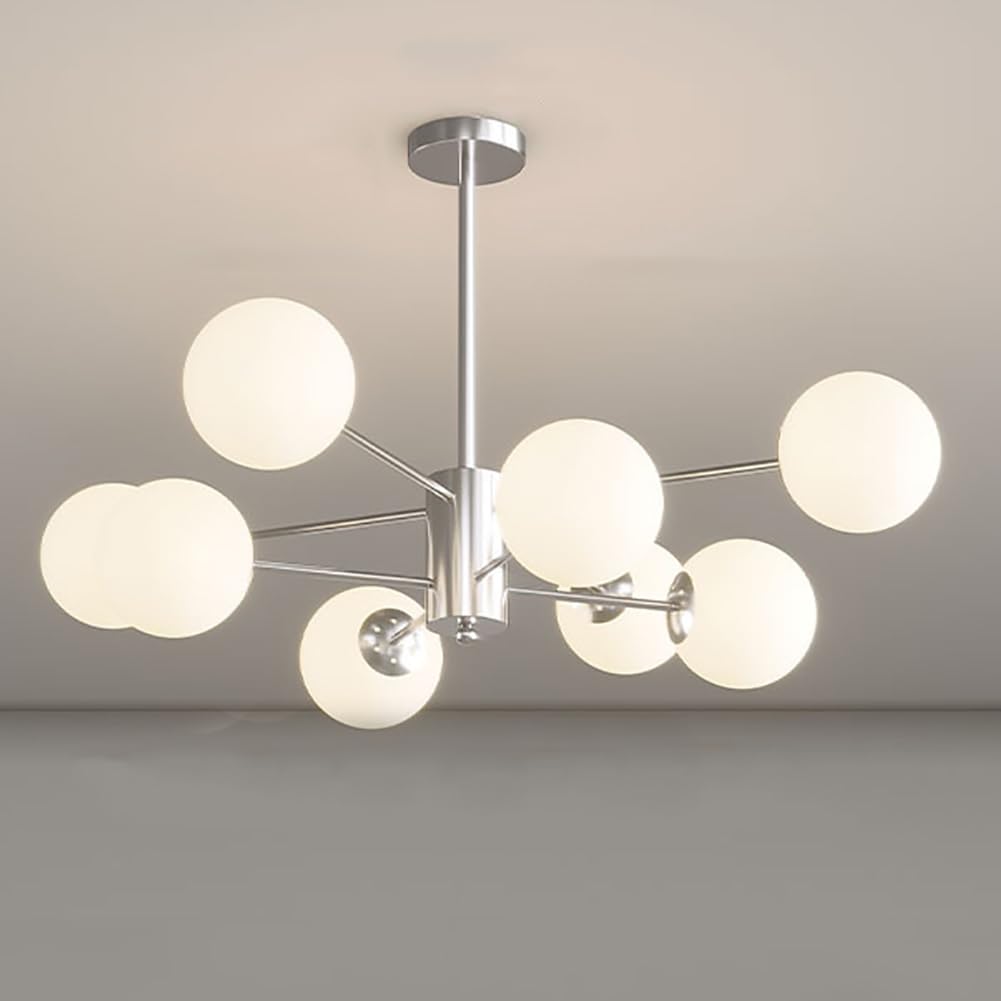 Amazon.com: schenke Modern Glass Ball Chandelier,Chrome Finish