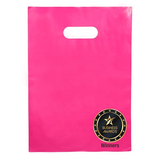 Image of Choice Marts 100 Pink Plastic Bags With Handles 9x12 Merchandise Bags