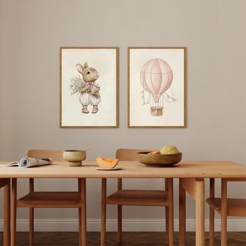 Affiche rose cygne et lapin pour décorer la chambre de votre bébé avec douceur lianyibo