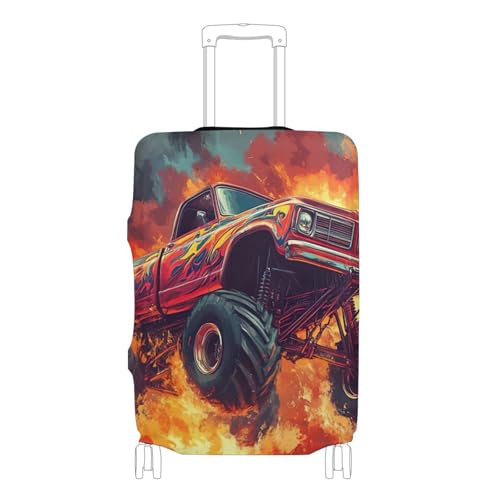 Suitcase Covers for Luggage Protectors Anti-scratch Aesthetic Travel Essentials for Women Monster Truck, M, Fits 22-24 Inch Case