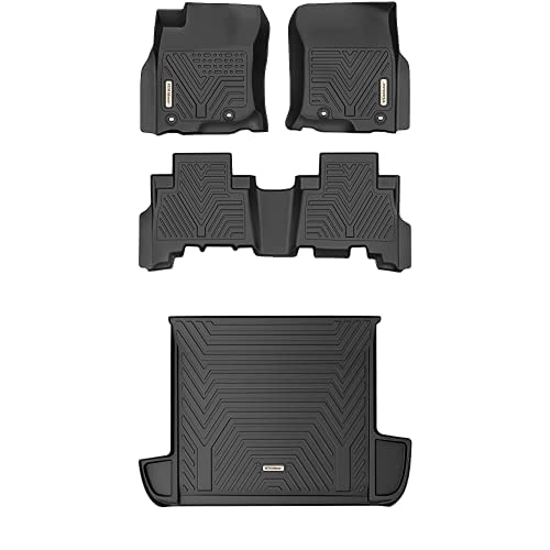 Semi-Custom Fit Floor Mats & Cargo Liner For Toyota 4Runner – Waterproof, Black, 5-Piece Set