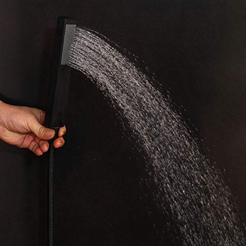 Columna de ducha de baño de 10 pulgadas negro con pantalla digital de temperatura y sistema de masaje corporal con jets miniatura 6
