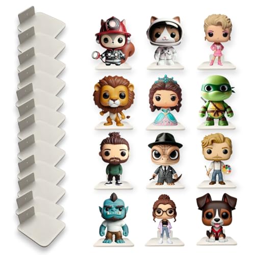 Tres Aristas - Pack 12 Soportes de Pared para Figuras y Miniaturas - Expositor para Colecciones - Estantes Flotantes de Fácil Instalación - Ideal para Exhibir Figuras de Colección (Pack 12 Unidades)