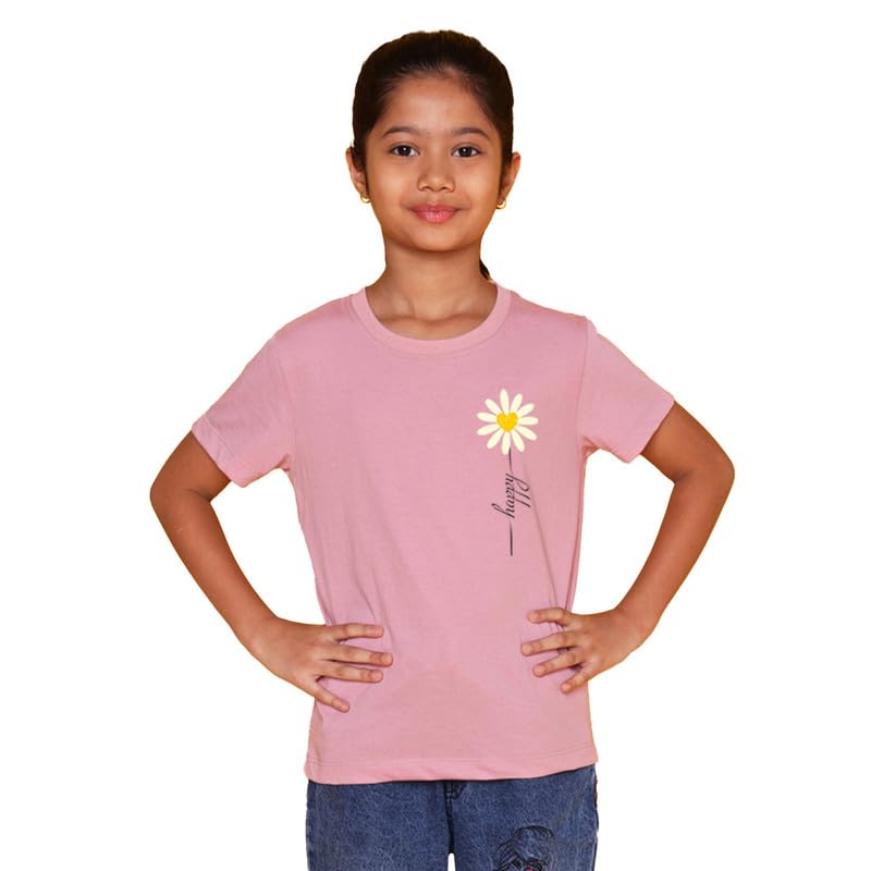 Image of Nusyl Girls Half Sleeves T-Shirt for Kids | Cute Printed Casual Wear | Soft Cotton Blend | Comfortable Regular Fit | 2-16 Years | Multiple Colors & Pack Options
