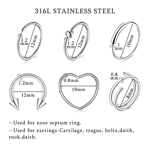 JIESIBAO Kit de piercing corporal profissional 100 peças, Kit de joias piercing 14G 16G com piercing