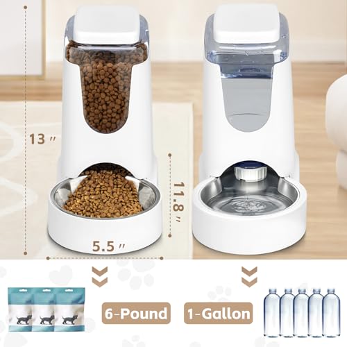 image for HWONMTE Automatic Cat Feeder and Water Dispenser with Stainless Steel 