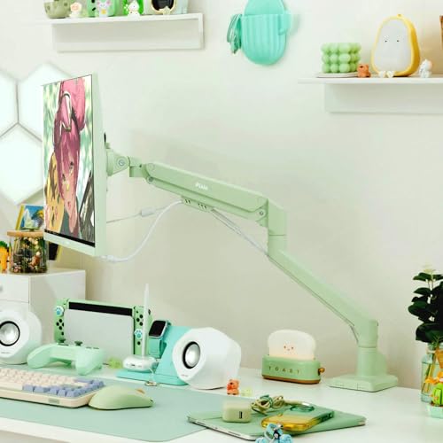 undefined Pixio PS1S Wave Mint Green ミント グリーン モニターアーム シングル かわいい 上下 32インチ 24インチ 27インチ の商品画像 1