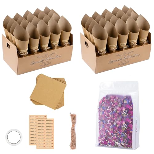 Finevernek 40 Piezas Conos Arroz Boda, Conos De Confeti Set De Papel Kraft Con 2 Soportes, 200g Confeti De Pétalos De Rosa Naturales, Conos Confeti Caja, Decoración Para Fiesta Boda Ceremonia Finevernek 40 Piezas Conos Arroz Boda, Conos De Confeti Set De Papel Kraft Con 2 Soportes, 200g Confeti De Pétalos De Rosa Naturales, Conos Confeti Caja, Decoración Para Fiesta Boda Ceremonia