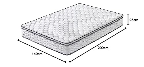 Arensberger Viktoria Matratze 140x200 cm | Federkernmatratze mit dynamischen Härtegrad (H2 H3 H4) und integriertem Topper | ergonomische Höhe 25cm | Taschenfederkern | 140x200cm Rollmatratze
