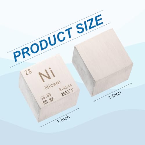 PATIKIL Nickelwürfel Metall Element Hochdichter Block Reines Periodensystem Element Würfel Magnesium Block für Elementsammlungen Lehrerlabor Wissenschaftliches Experiment, 1 Zoll