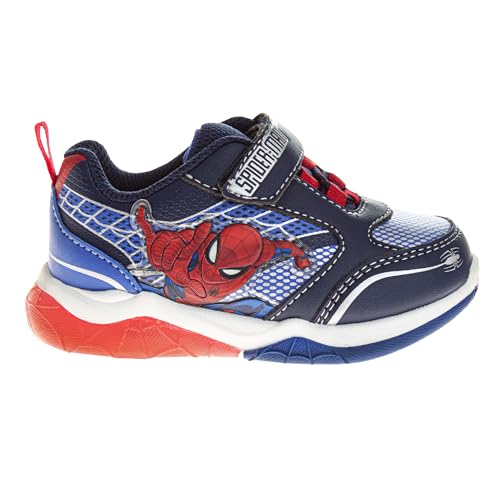 Marvel Spiderman Shoes LED Lightup Shoe - Spidey Sneakers Easy Slipon Laceless Strap Closure Casual Athletic Sneaker for Boys - Navy' (Size 10 Toddler) - image 2