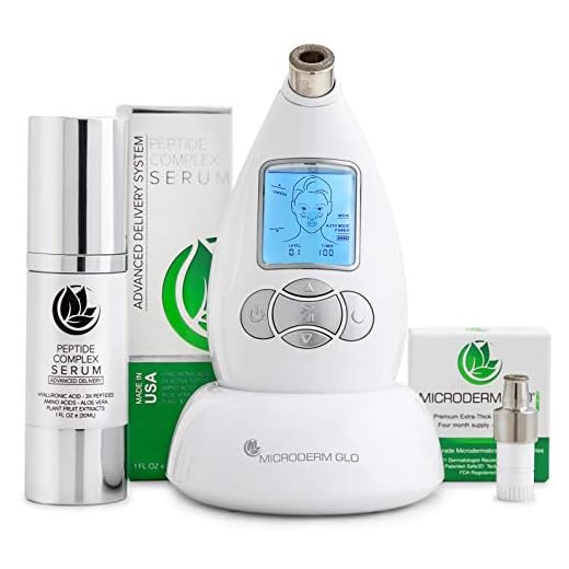 Microderm GLO Premium Skincare Bundle Includes Diamond Microdermabrasion System, 10mm Filters 100 pack, Peptide Complex Serum. Best Anti Aging Treatment Blackhead Remover and Pore Vacuum Kit (White)