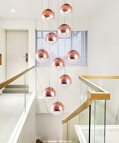 GONGKAI Lámpara de araña de Lujo Minimalista de 10 Luces, 40 x 200 cm, Estilo dúplex, Hueca, para Sala de Estar, Loft, lámpara Colgante de Lujo, Moderna, Creativa, para Hotel, Villa, escal