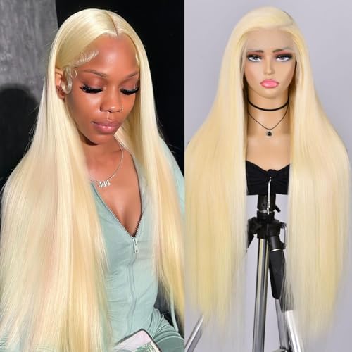 BZN 613 Lace Front Wig Human Hair 13x6 HD Transparent Lace Straight Wigs 24 Inch 200 Density 613 Wigs 13x6 Blonde Wig Human Hair Pre Plucked with Baby Hair