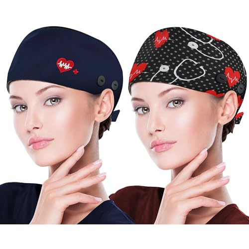 Image of ABAMERICA Working Caps with Button and Sweatband, Adjustable Working Hats for Women Men, One Size(Tie Back or Toggle)