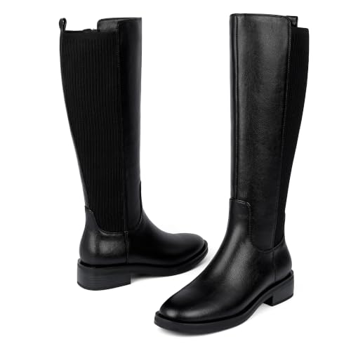 Image of Modatope Knee High Boots Women Round Toe Chunky Heel Fall Boots