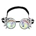 Rainbow Crystal Lenses Steampunk Glasses Chrome Finish Gotchic Welder Goggles,Silver,Adjustable