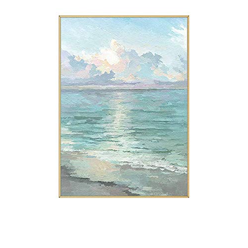 pintura al óleo pintada a mano cuadros,Grandes Pinturas Al Óleo De Mar Verde Sobre Lienzo Pared Arte Moderno 100% Pintado A Mano Paisaje Contemporáneo Obras De Arte Para La Sala De Estar Dormitori
