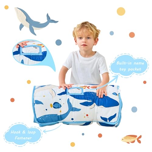 Image of Lasoftan Toddler Nap Mat with Pillow and Blanket, Extra Large Rolled Napping Mats,Slumber Bags for Boys Girls,Kids Sleeping Bag for Daycare, Preschool Travel Camping