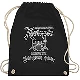 In der Farbe Schwarz und Größe Unisize findest du das perfekte Textil: Therapie Jutebeutel & Taschen