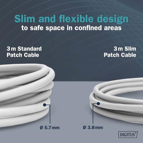 Cable LAN Digitus Cat. 6A 1 m Slim RJ45 F/FTP Gris miniatura 3
