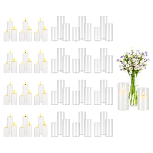 S For Wedding Centerpieces, Tall Vase For Table Decor, Wedding Party, Thanksgiving,white (2.56" X 4.7",5.9",7.9")