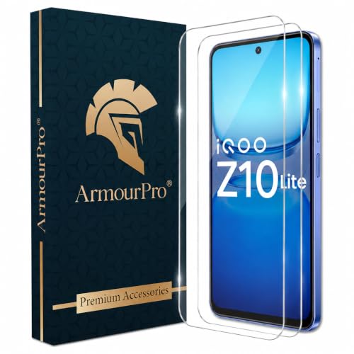 Image of ArmourPro 3D Borderless Tempered Glass for iQOO Z10 Lite, Set of 2 HD Clear Screen Protectors with 3D Curved Edges, 9H Hardness, Oleophobic Coating, Case Friendly