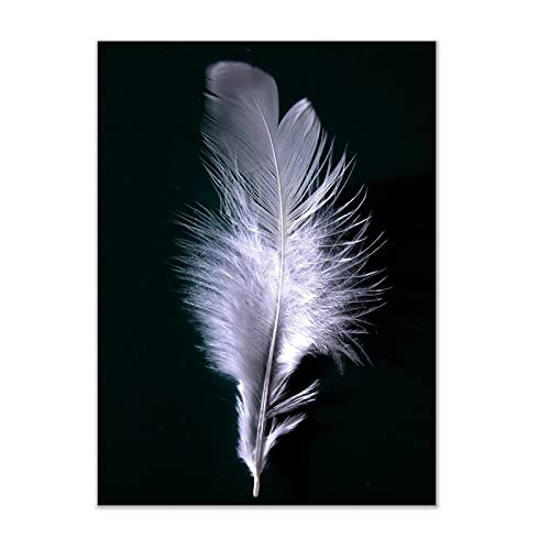 Toile Peinture Plume pour Habiller un Mur Vide Salon Noir et Blanc