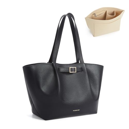 Image of Missnine Large Work Tote Bag for Women with Felt Organizer Insert, Designer Handbags Pu Leather Weekender Bag for Travel