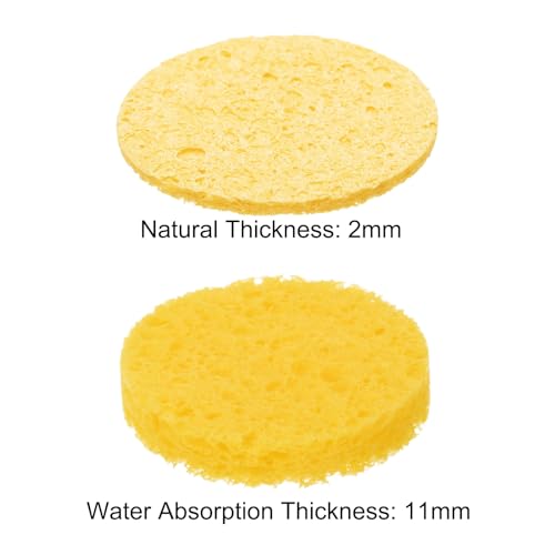 Image of MECCANIXITY 15PCS Soldering Sponge 50mm Round Deep Yellow Cleaning Pad Welding Tip Iron Replacement for Cleaning Soldering Iron 2mm Natural Thickness 11mm Water Absorption Thickness