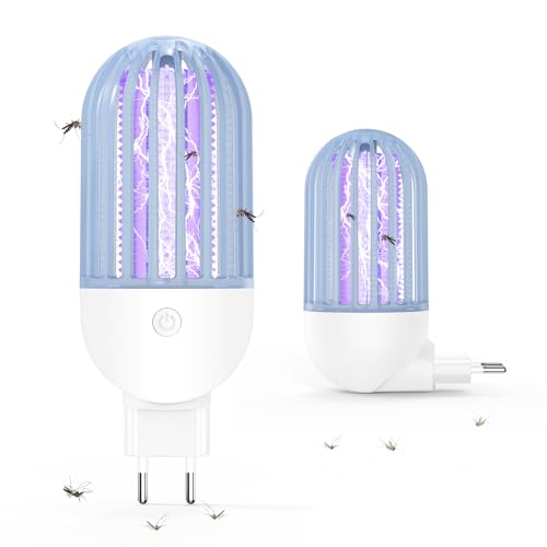 Bubbacare Mata Mosquitos Eléctrico Plug in 2 Packs Lámpara Antimosquitos Interior con Luz LED, 2100V Lampara Mosquitos Para Exteriores e Interiore, Cocinas, Hogar, Jardín, Patio, Camping