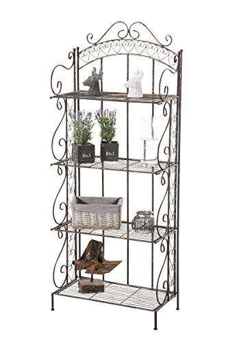 CLP Etagère de Rangement Antje I Etagère de Jardin en Fer Forgé I Porte-Plante en Métal Etagère de Rangement Pliable 4 Niveaux de Rangement, Couleur:Bronze