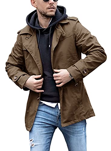 Gabardina ligera para hombre, primavera, otoño, cortavientos, marrón, XL Cover