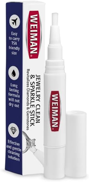 Jewelry Cleaning Kit - Jewelry Cleaning Solution, Jewelry Clean and Sparkle Stick for On-The-Go Travel Use & Polishing Cloth for Diamond Rings, Bracelets, Earrings