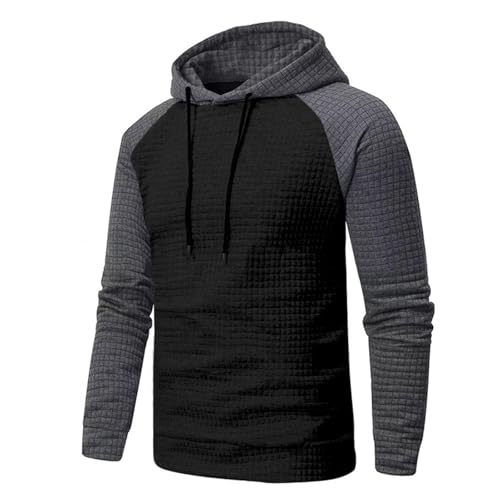 Mens Hoodies Waffle Knit Hooded Sweatshirt Long Sleeve Fashion Pullover Hoodie Hipster Casual Outfits with Kanga Pocket3