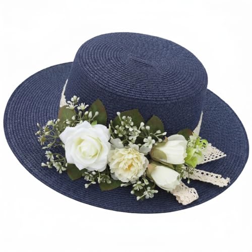 Chapeau de paille anti-UV pour femmes avec large bord protecteur de plage