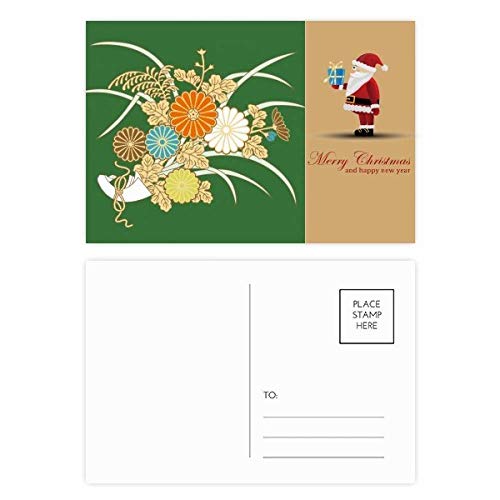 Cartes postales fleurs japonaises jaunes Père Noël : lot de 20 pièces pour cadeaux de Noël