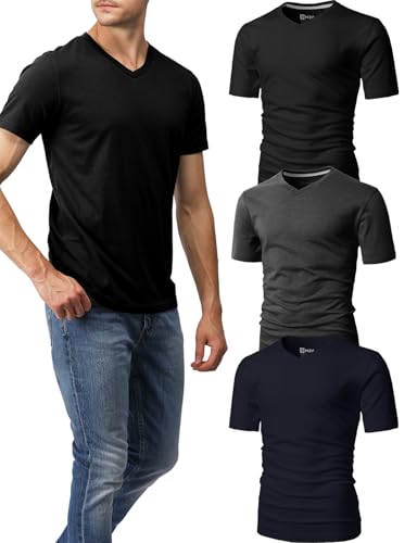 H2H Mens Slime Short Sleeve T-Shirts (V Neck/Crew Neck Multipack) Size XS to 3XL