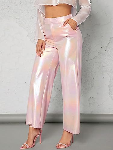 Women's Holographic High Waist Party Club Pants Night Out Pants4