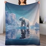 AASWDFR Decke Eisbär Decken Tagesdecke - Weiche Flannel Decke Sofadecke - Wohndecke Sofaüberwurf Bettüberwurf 100×130cm